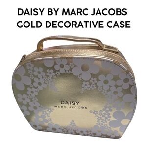 Marc Jacobs Gold and White Floral Daisy Cosmetic Case